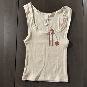 NWT Skims Cotton Ribbed Tank Top, Bone, XS Sold Out!!